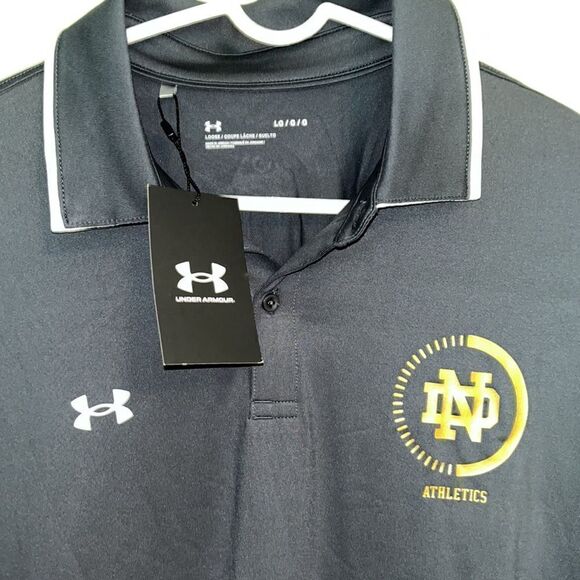 New UA Gray ND Notre Dame Fighting Irish Athletics Golf Polo Shirt BCS Playoffs - Picture 2 of 4
